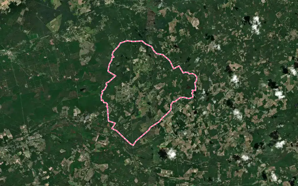 Vue satellite de Dhuizon avec ses contours administratifs