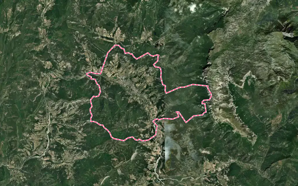 Vue satellite de Die avec ses contours administratifs