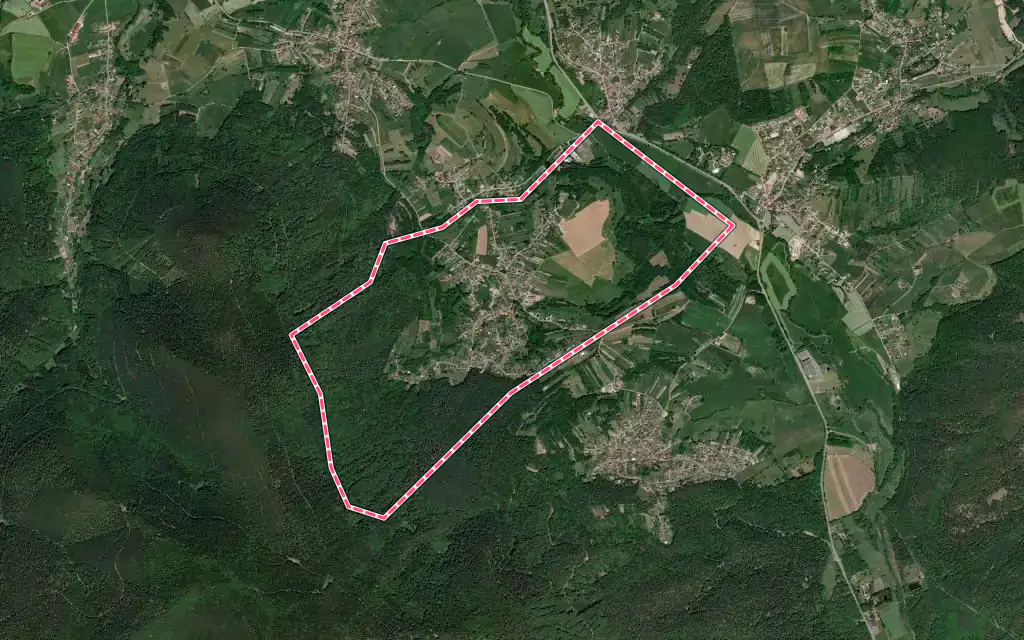 Vue satellite de Dieffenbach-au-Val avec ses contours administratifs
