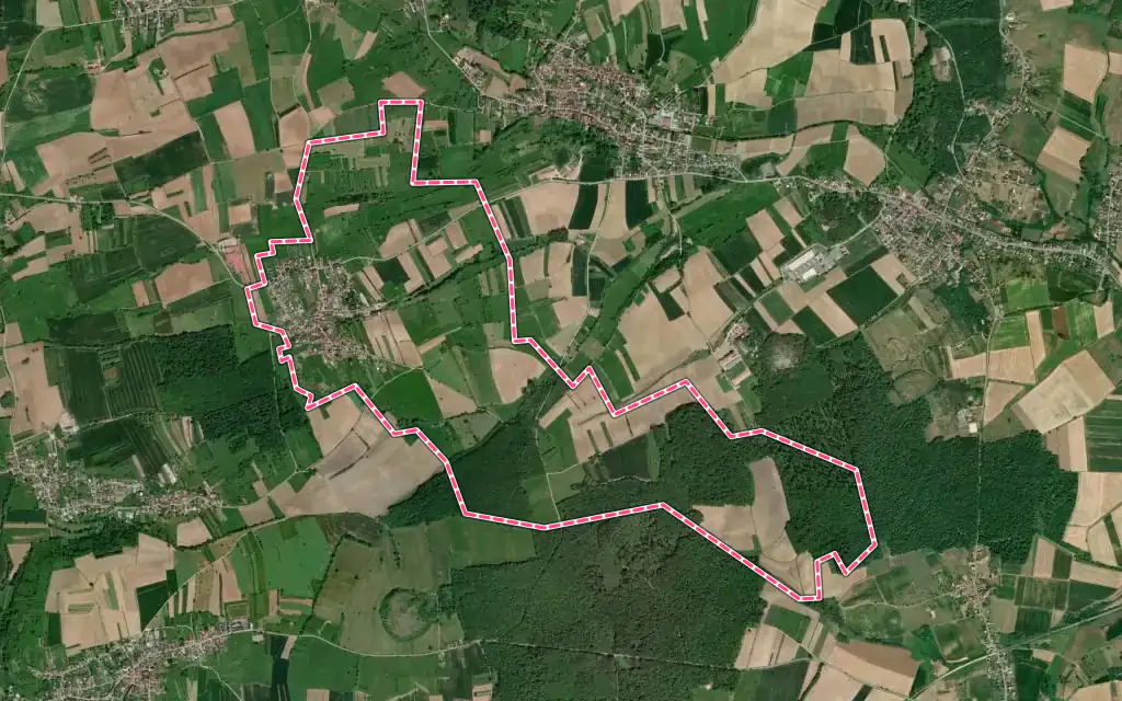 Vue satellite de Dieffenbach-lès-Wœrth avec ses contours administratifs