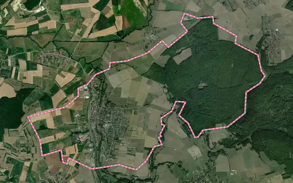 Vue satellite de Diemeringen avec ses contours administratifs