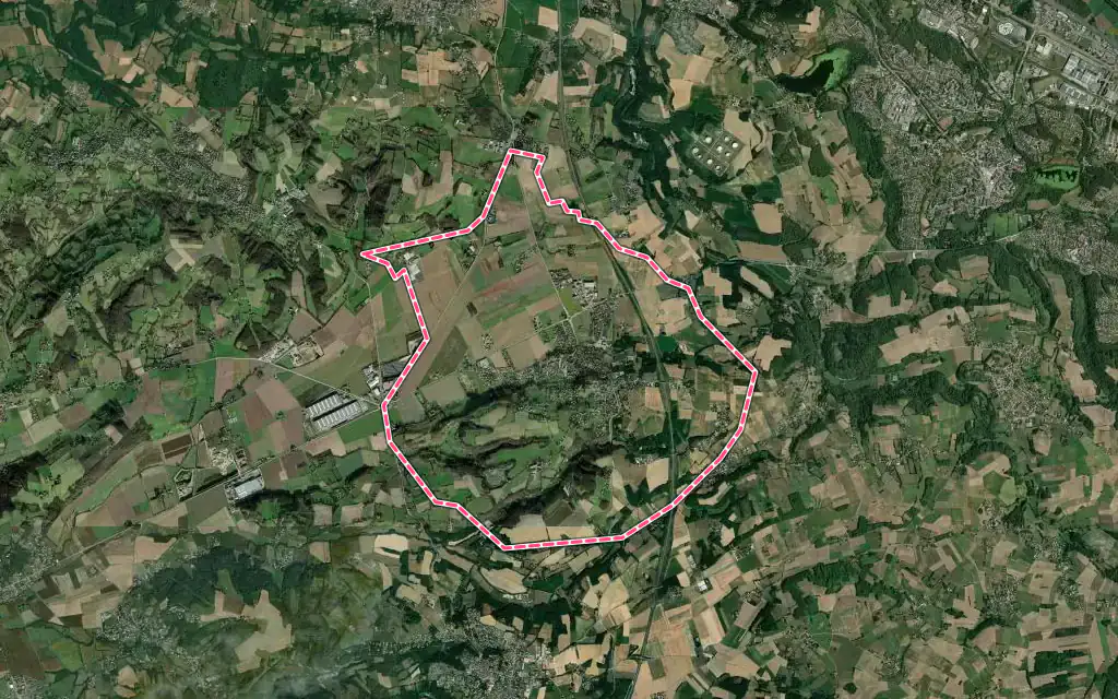 Vue satellite de Diémoz avec ses contours administratifs