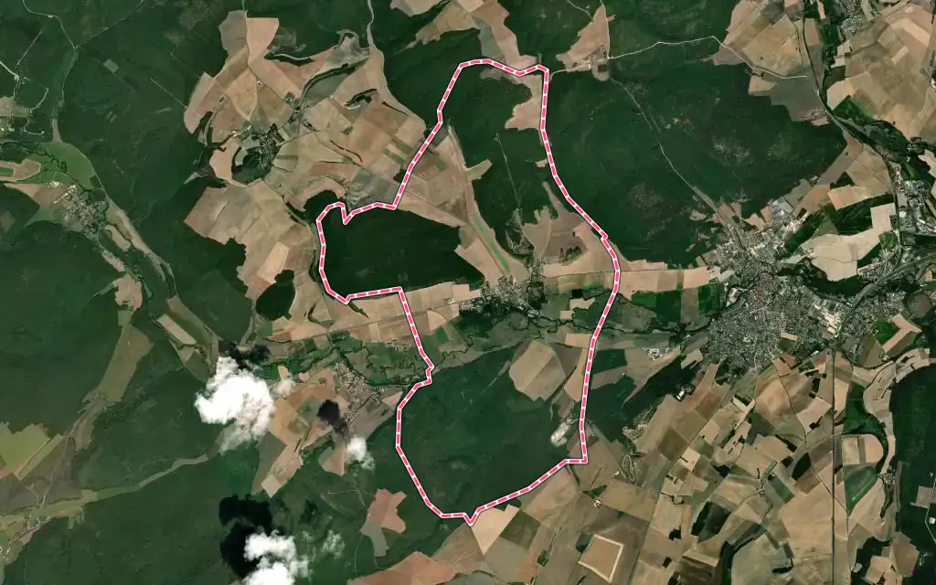 Vue satellite de Diénay avec ses contours administratifs