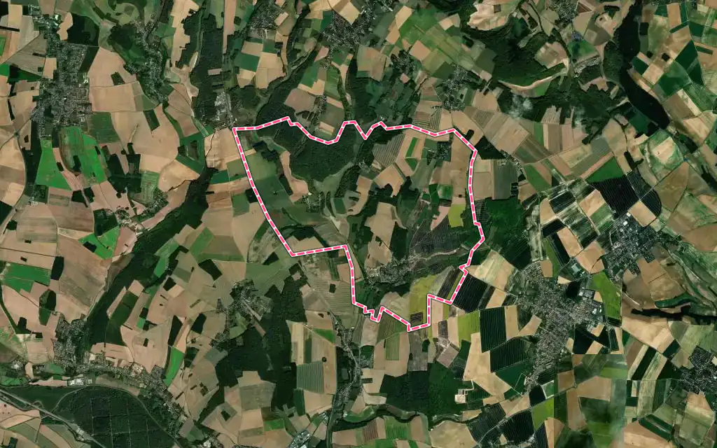 Vue satellite de Dieudonné avec ses contours administratifs