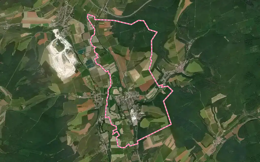 Vue satellite de Dieue-sur-Meuse avec ses contours administratifs