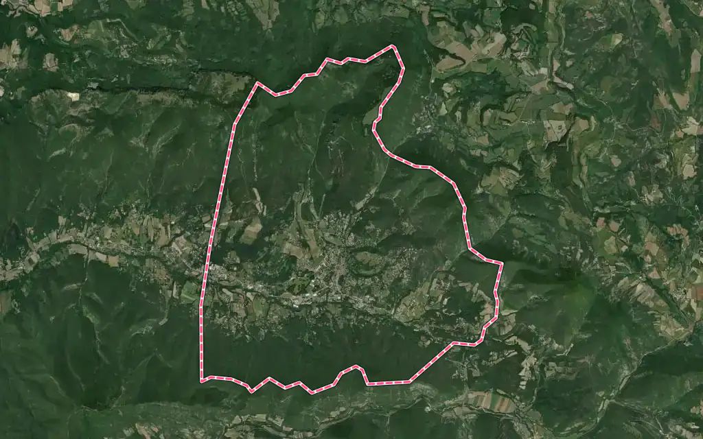 Vue satellite de Dieulefit avec ses contours administratifs