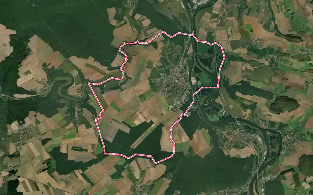 Vue satellite de Dieulouard avec ses contours administratifs
