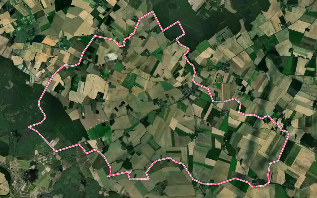 Vue satellite de Digny avec ses contours administratifs