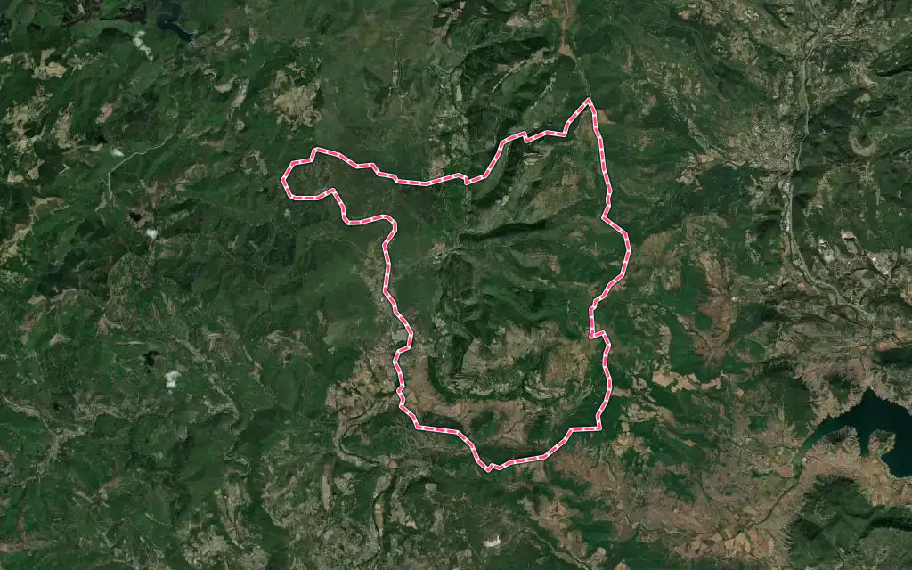 Vue satellite de Dio-et-Valquières avec ses contours administratifs