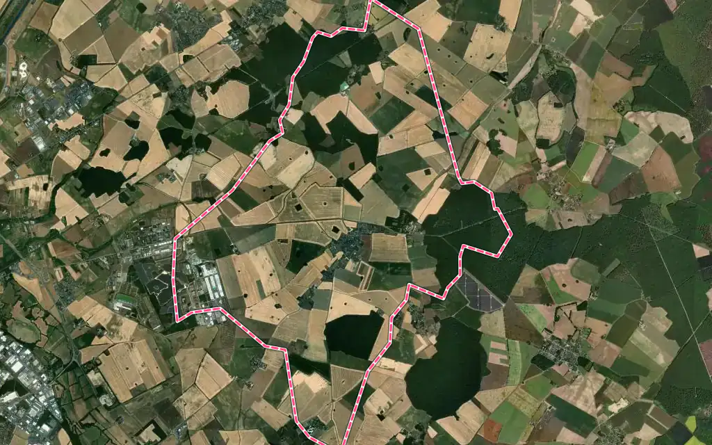 Vue satellite de Diors avec ses contours administratifs