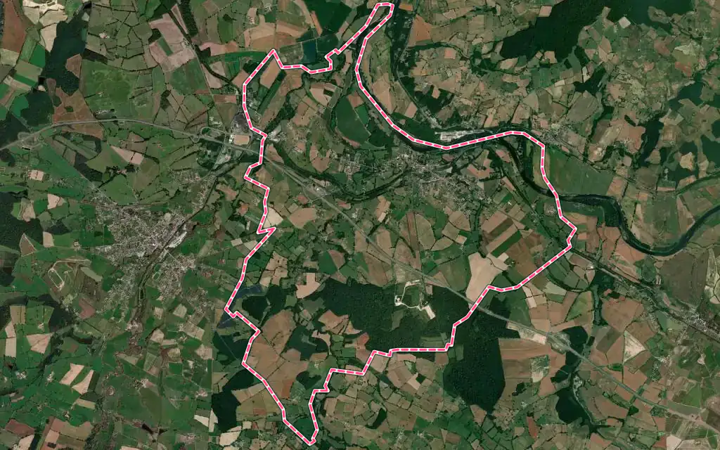 Vue satellite de Diou avec ses contours administratifs