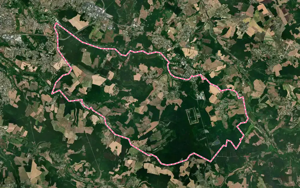 Vue satellite de Dirac avec ses contours administratifs