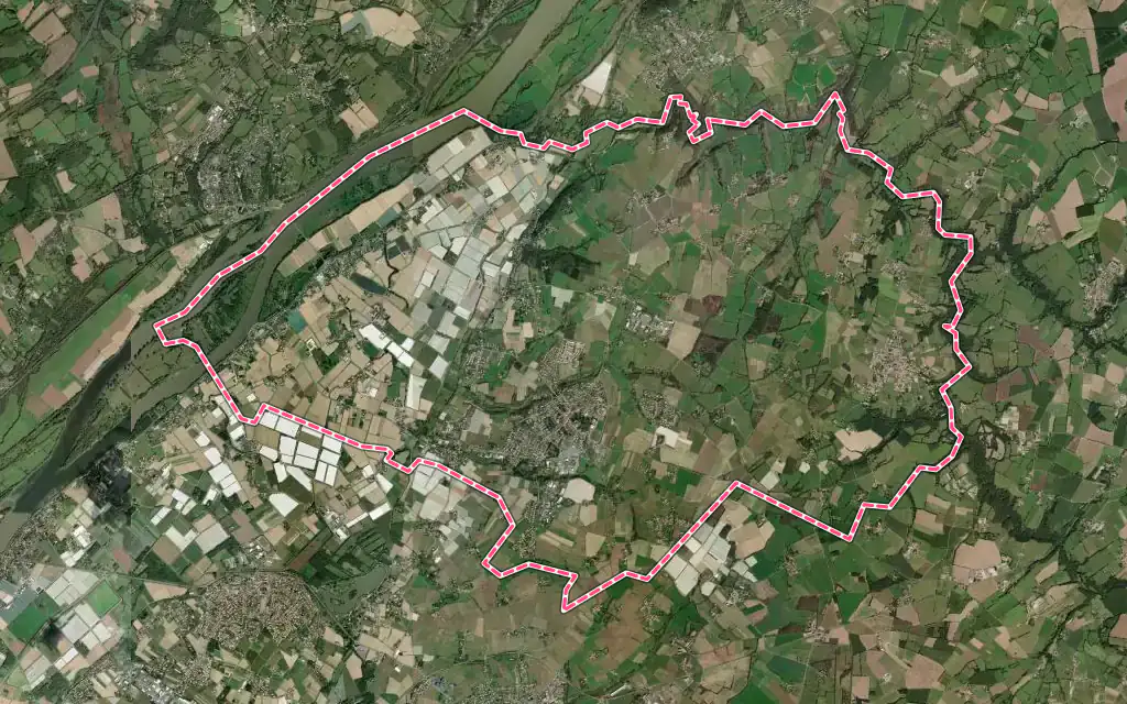Vue satellite de Divatte-sur-Loire avec ses contours administratifs