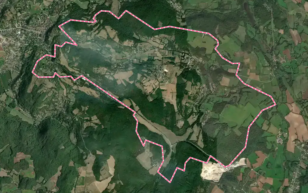 Vue satellite de Dizimieu avec ses contours administratifs