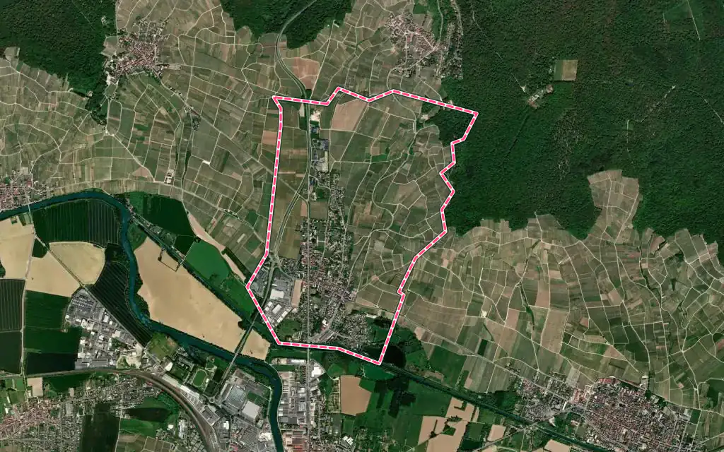 Vue satellite de Dizy avec ses contours administratifs