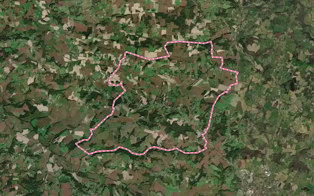 Vue satellite de Doazit avec ses contours administratifs