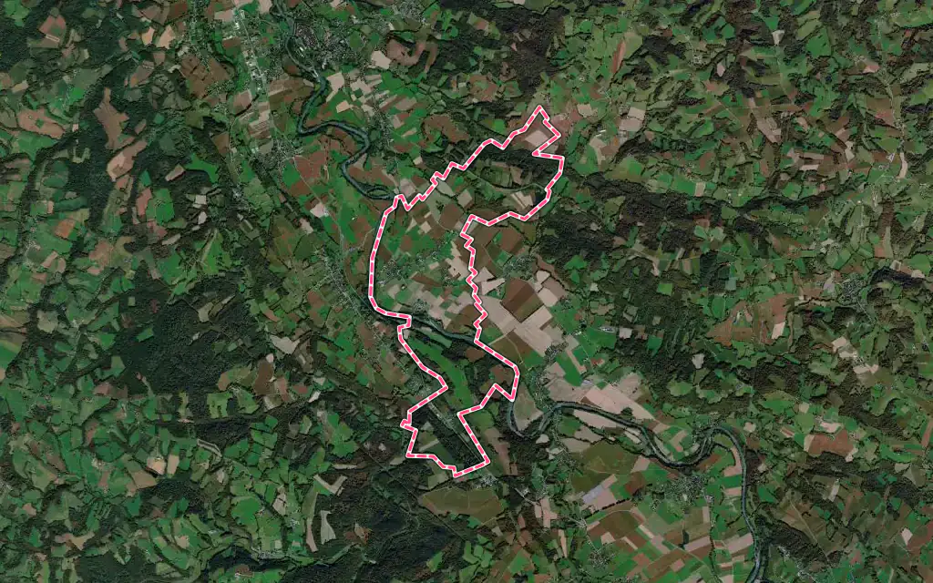 Vue satellite de Dognen avec ses contours administratifs