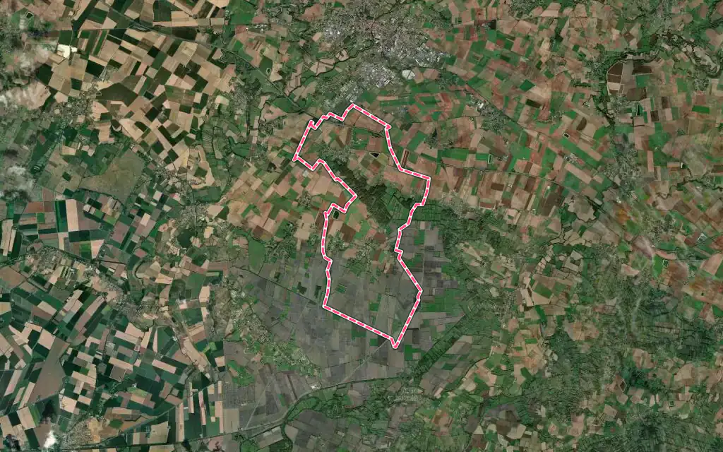 Vue satellite de Doix lès Fontaines avec ses contours administratifs