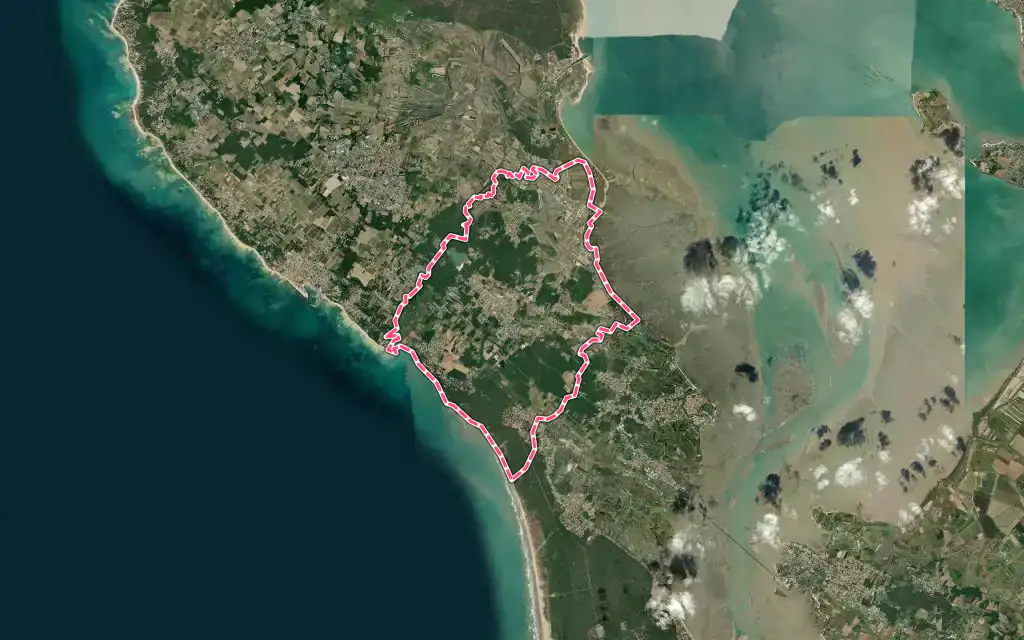 Vue satellite de Dolus-d'Oléron avec ses contours administratifs