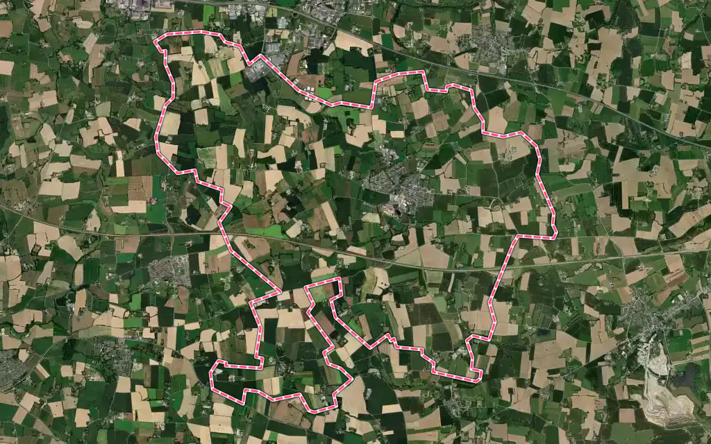 Vue satellite de Domagné avec ses contours administratifs