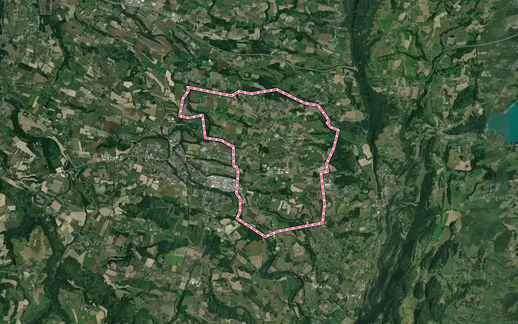 Vue satellite de Domessin avec ses contours administratifs