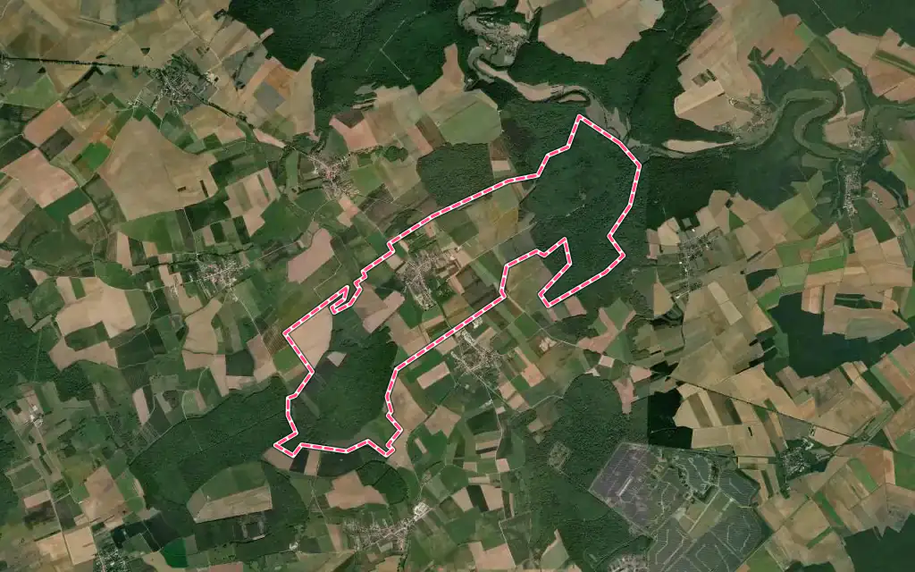 Vue satellite de Domèvre-en-Haye avec ses contours administratifs