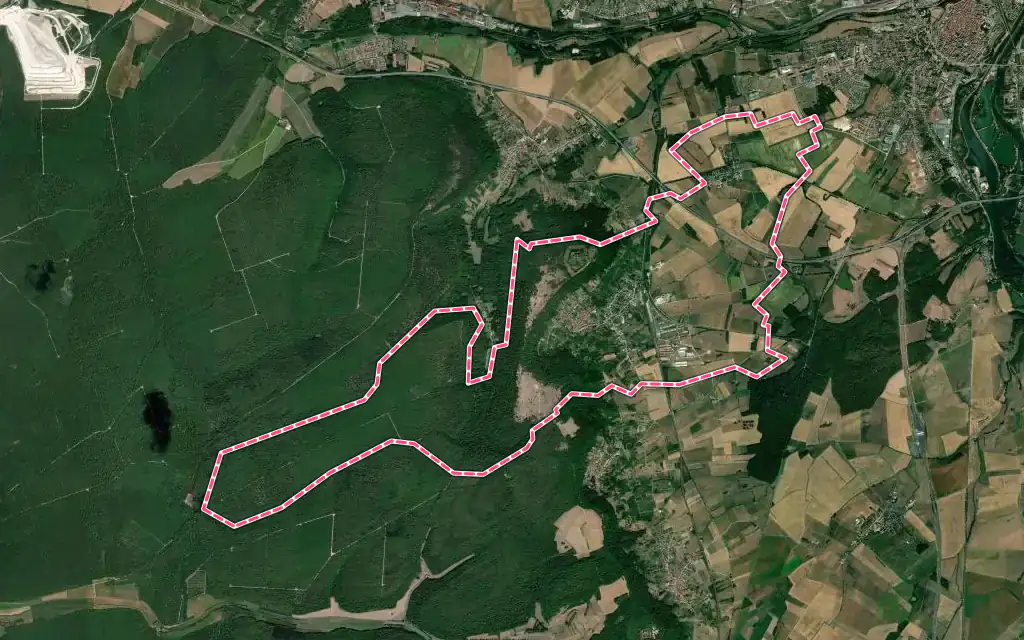 Vue satellite de Domgermain avec ses contours administratifs