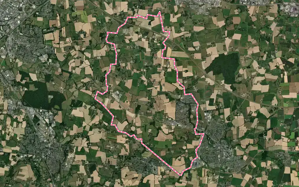 Vue satellite de Domloup avec ses contours administratifs