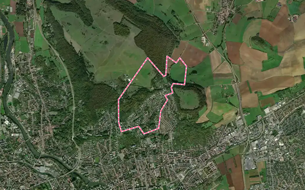 Vue satellite de Dommartemont avec ses contours administratifs