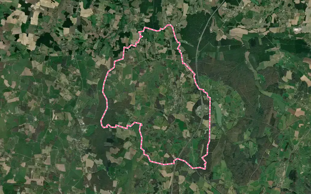 Vue satellite de Dommartin-lès-Cuiseaux avec ses contours administratifs