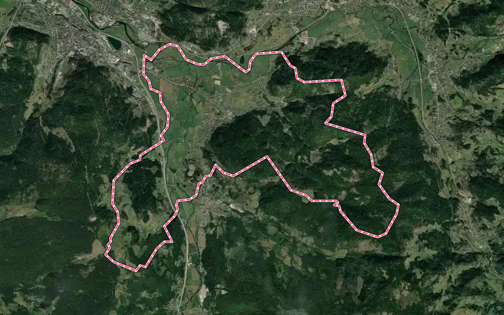Vue satellite de Dommartin-lès-Remiremont avec ses contours administratifs