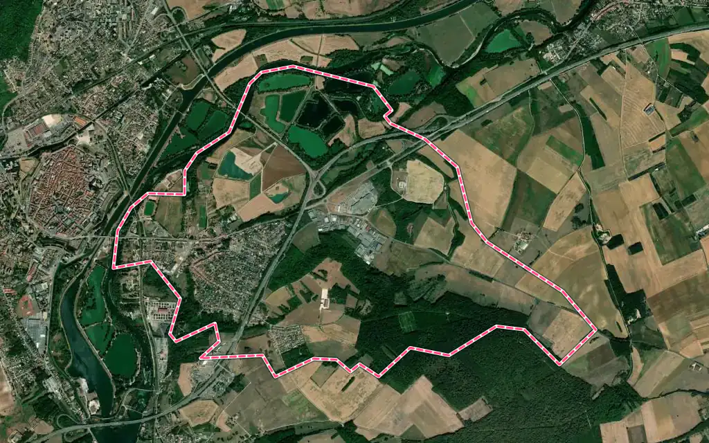 Vue satellite de Dommartin-lès-Toul avec ses contours administratifs
