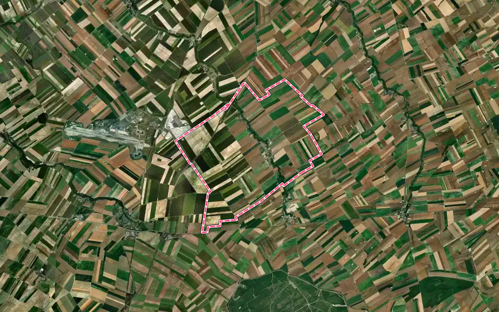 Vue satellite de Dommartin-Lettrée avec ses contours administratifs
