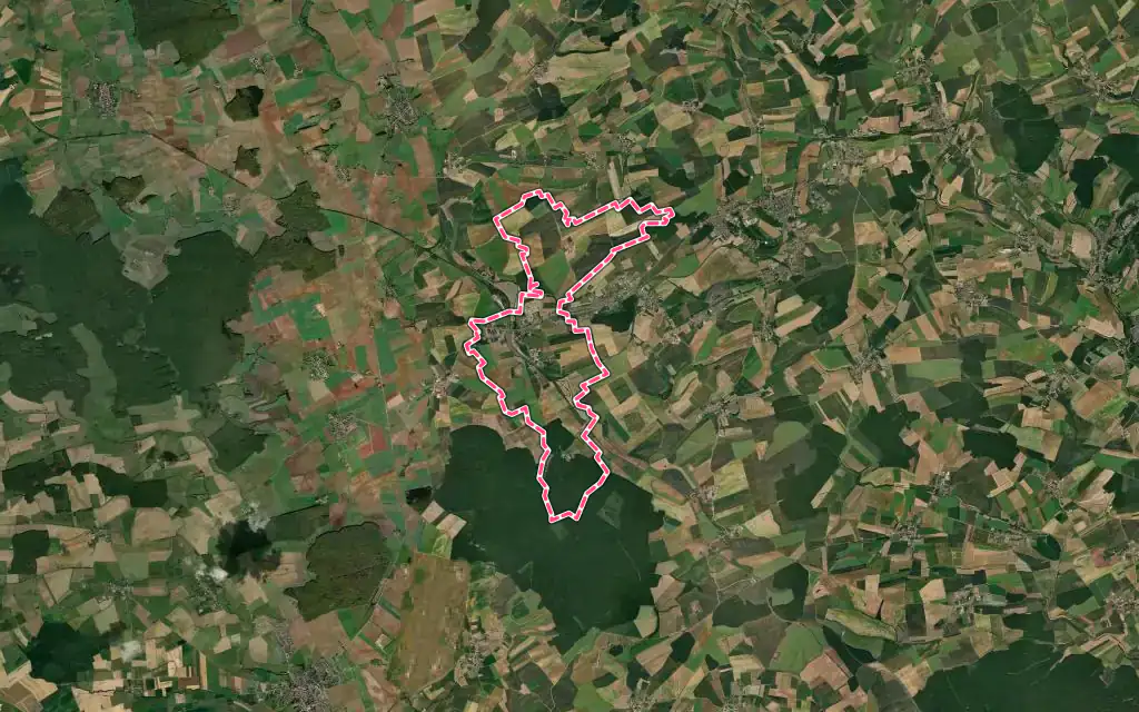 Vue satellite de Dommary-Baroncourt avec ses contours administratifs