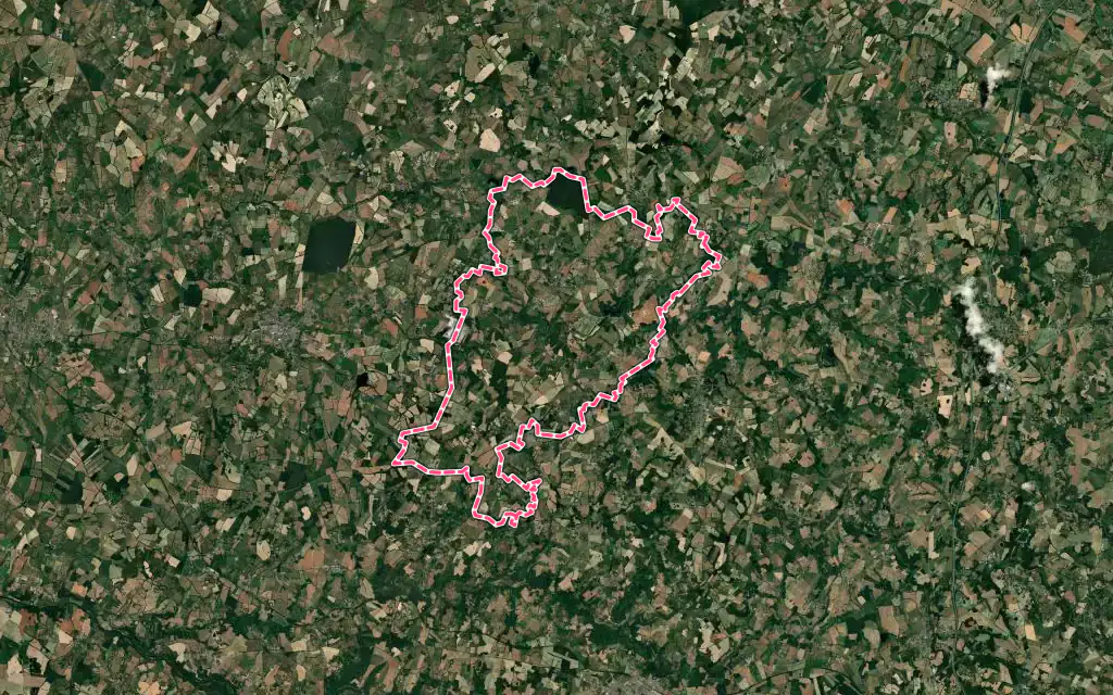 Vue satellite de Dompierre-les-Églises avec ses contours administratifs