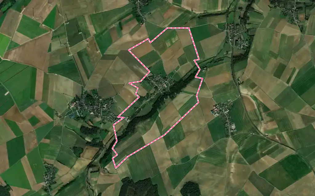Vue satellite de Dompierre avec ses contours administratifs