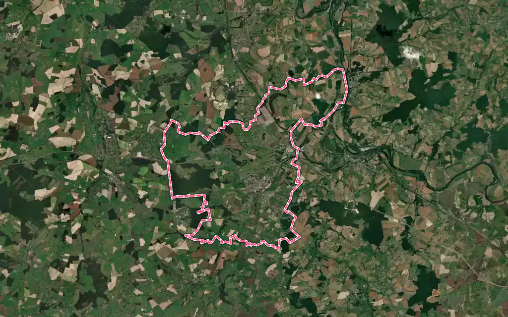 Vue satellite de Dompierre-sur-Besbre avec ses contours administratifs