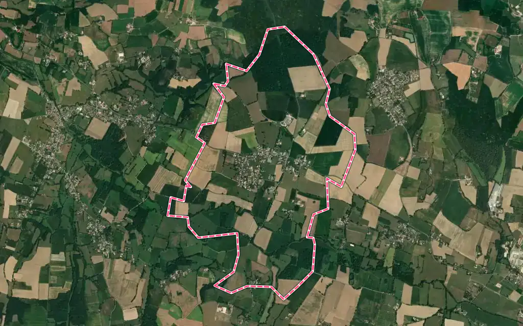 Vue satellite de Dompierre-sur-Chalaronne avec ses contours administratifs