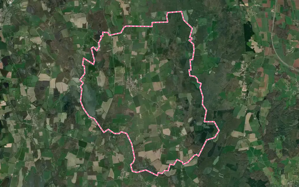 Vue satellite de Dompierre-sur-Veyle avec ses contours administratifs