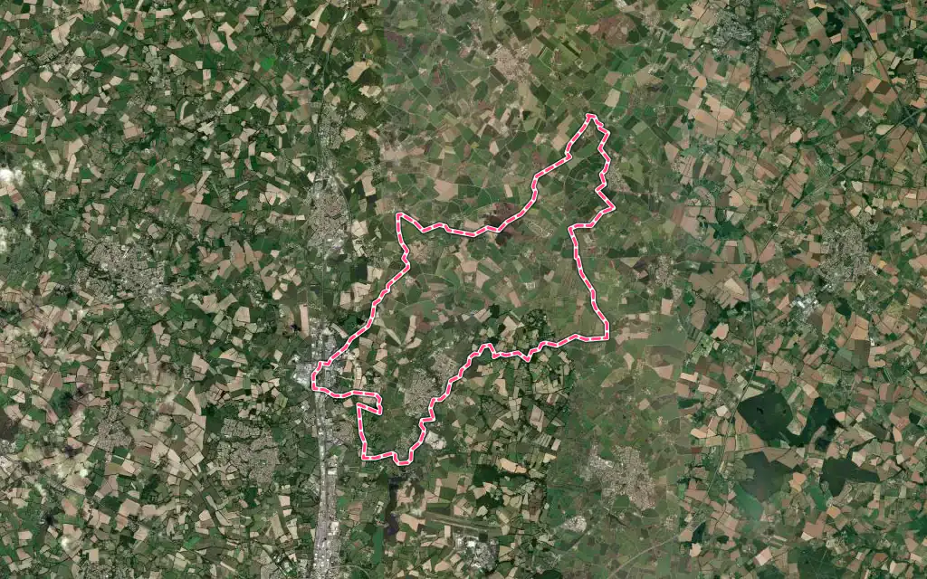 Vue satellite de Dompierre-sur-Yon avec ses contours administratifs