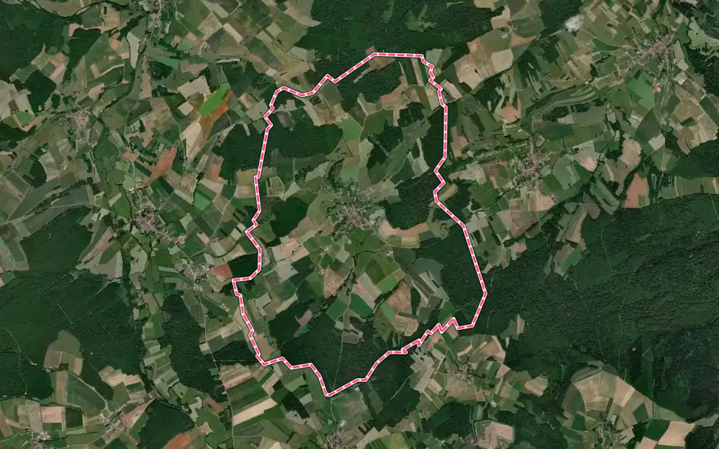 Vue satellite de Domptail avec ses contours administratifs