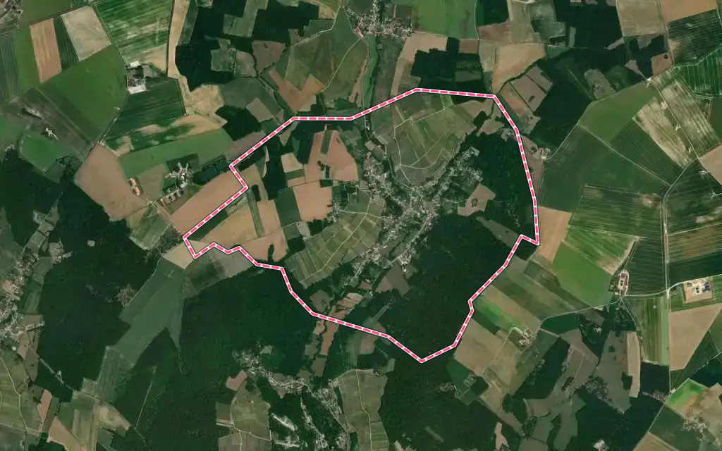 Vue satellite de Domptin avec ses contours administratifs