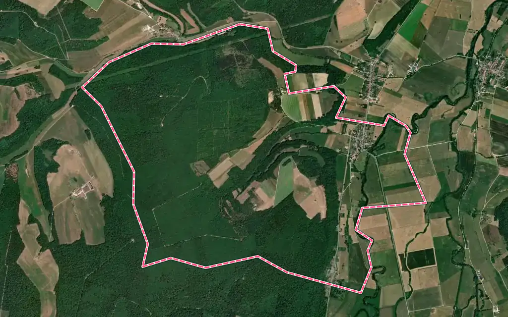 Vue satellite de Domrémy-la-Pucelle avec ses contours administratifs