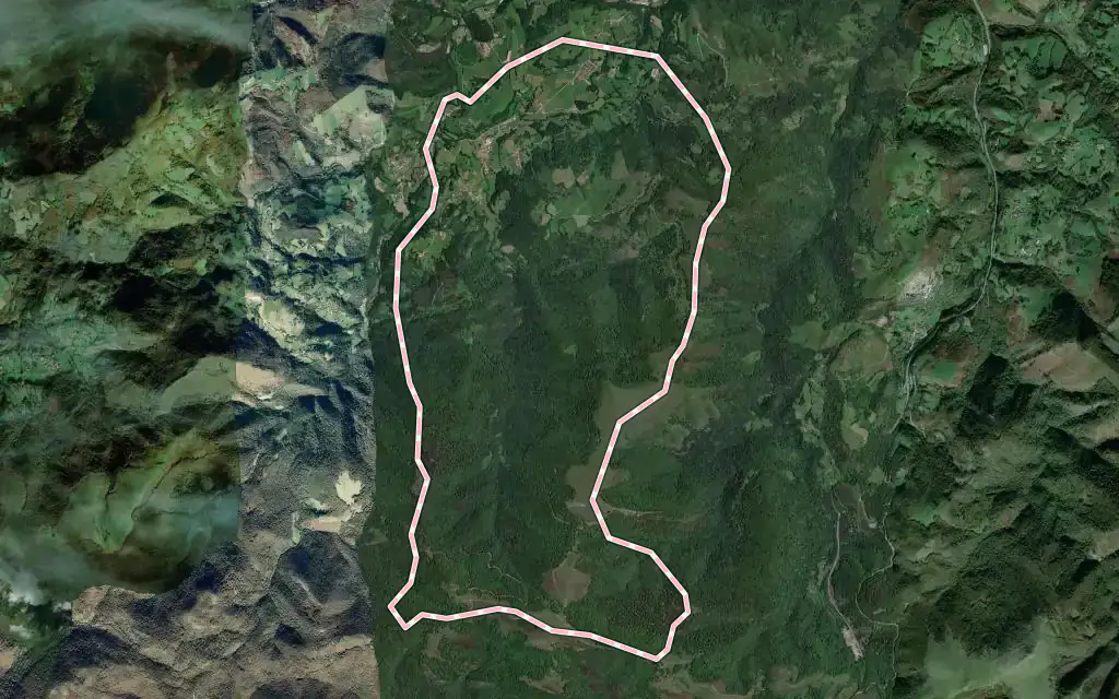 Vista satélite de Donamaria con su contorno administrativo
