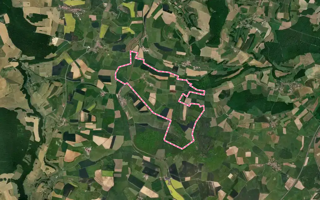 Vue satellite de Doncourt-sur-Meuse avec ses contours administratifs
