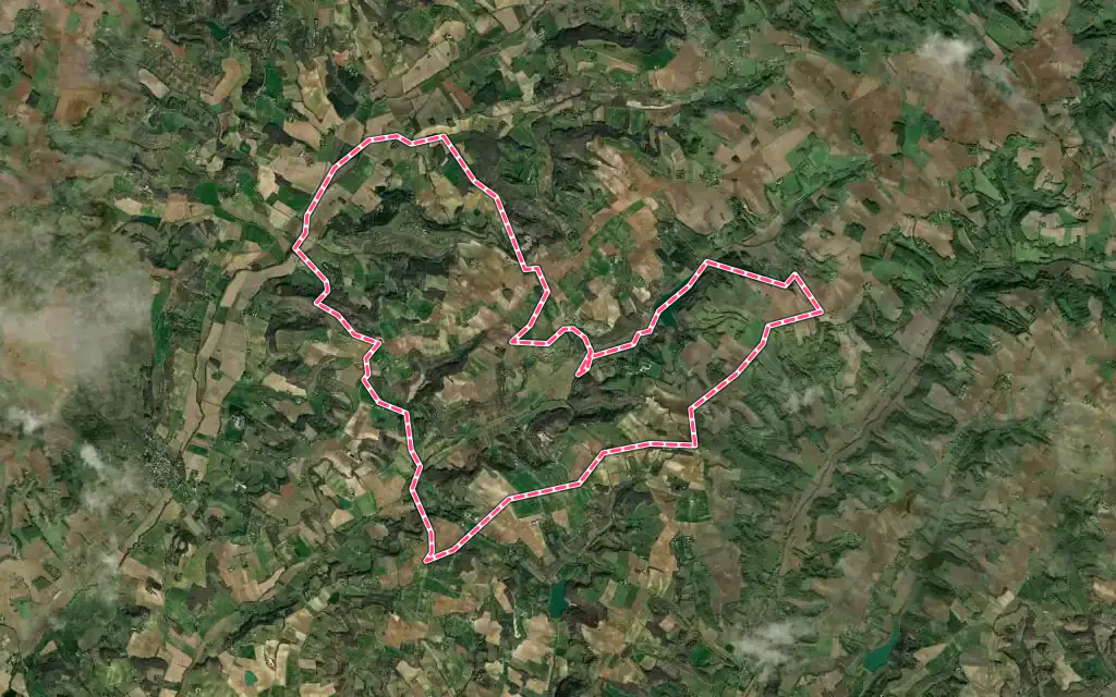 Vue satellite de Dondas avec ses contours administratifs