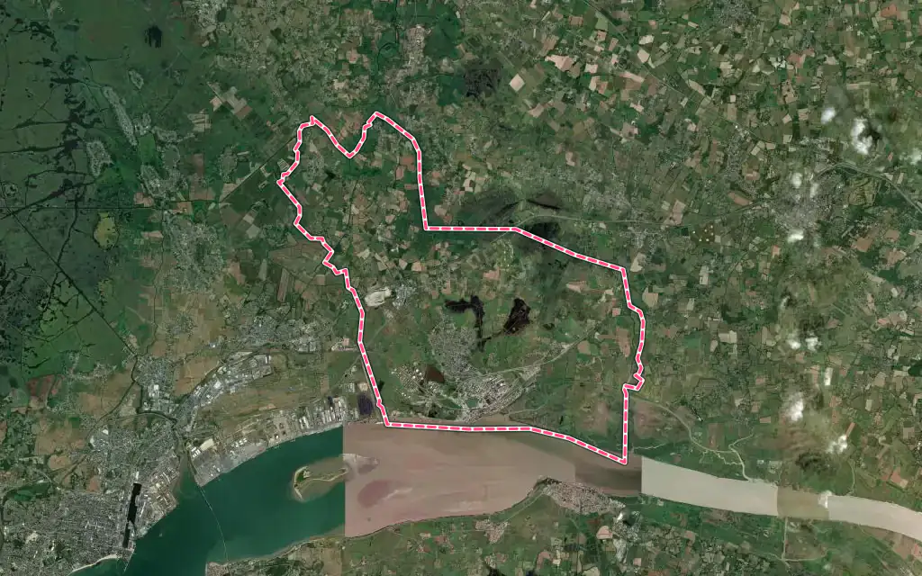 Vue satellite de Donges avec ses contours administratifs