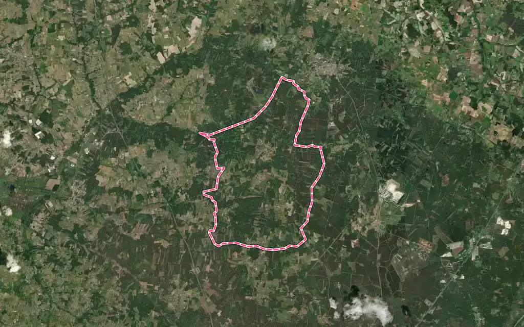 Vue satellite de Donnezac avec ses contours administratifs