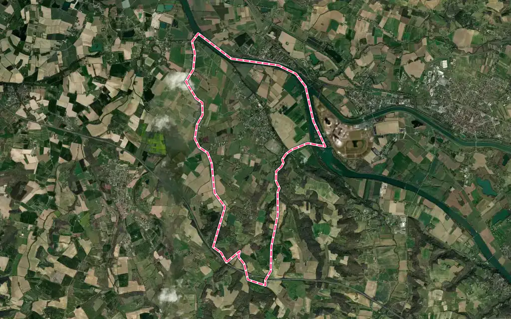 Vue satellite de Donzac avec ses contours administratifs