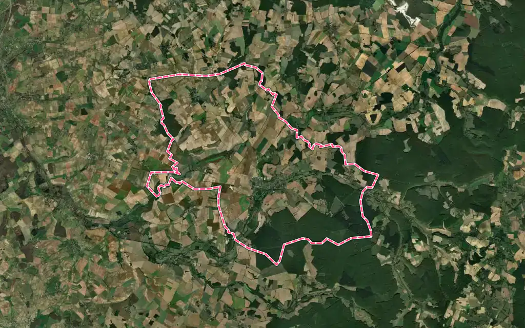 Vue satellite de Donzy avec ses contours administratifs